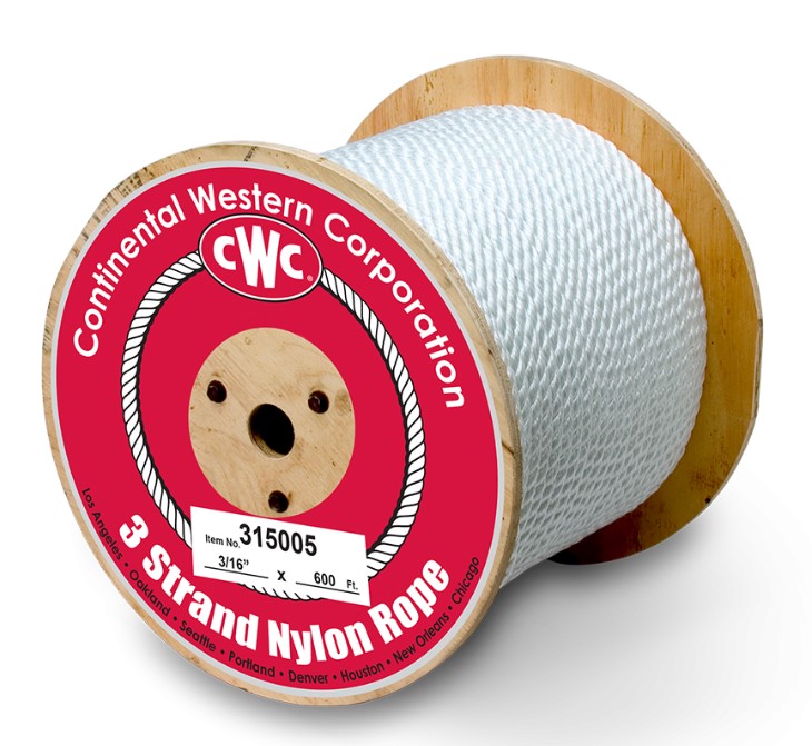 5/16 3-STRAND TWISTED NYLON ROPE WHITE